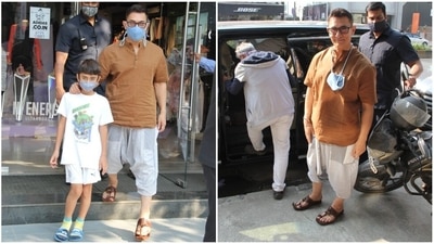 Aamir Khan with son Azad Rao Khan. Aamir Khan with son Azad Rao Khan.