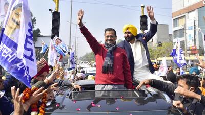 AAP chief Arvind Kejriwal said the real probe into illegal sand mining case will begin when Bhagwant Mann becomes the Punjab CM. (HT Photo) AAP chief Arvind Kejriwal said the real probe into illegal sand mining case will begin when Bhagwant Mann becomes the Punjab CM. (HT Photo)