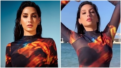 Nora Fatehi sets Dubai on fire in ₹4k printed see-through dress for beachside shoot: Pics and video Nora Fatehi sets Dubai on fire in ₹4k printed see-through dress for beachside shoot: Pics and video