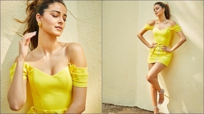 Completing her attire with a pair of strappy white heels, Ananya struck sultry poses for the camera and our Valentine's Day fashion woes are sorted. She was styled by celebrity stylist Lakshmi Lehr.&nbsp; (Instagram/ananyapanday)