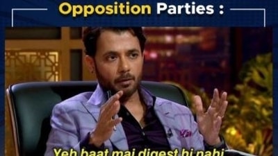 Shark Tank memes are viral on social media. Union minister Piyush Goyal has used one to attack the opposition.&nbsp;