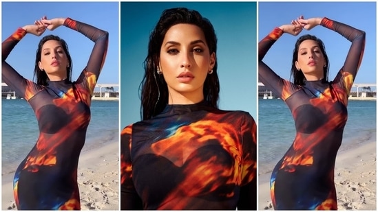 Nora Fatehi stuns in a see-through dress.