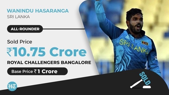 Sri Lanka's spin sensation Wanindu Hasaranga will stick with Royal Challengers Bangalore for IPL 2022. (HT)
