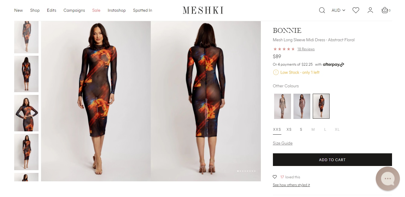 The Bonnie Mesh Long Sleeve Midi Dress.&nbsp; (meshki.com.au)