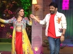 Madhuri Dixit with Kapil Sharma on The Kapil Sharma Show.