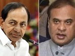 Telangana chief minister K Chandrashekhar Rao and Assam chief minister Himanta Biswa Sarma.&nbsp;