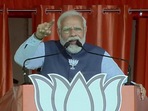 Prime Minister Narendra Modi at Kanpur rally as 55 assembly seats go to poll today.(Twitter / @BJP4India)