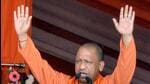 Chief minister Yogi Adityanath at a rally for the UP polls on Monday. (PTI PHOTO)