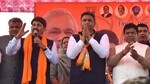 Member of Parliament Manoj Tiwari campaigning for BJP candidate Sanjeev Vashisht in Mohali on Monday ahead of the Punjab assembly elections. (Keshav Singh/HT)