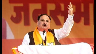 BJP national president JP Nadda addressing a public meeting in Kheri on Monday. (ANI Photo) BJP national president JP Nadda addressing a public meeting in Kheri on Monday. (ANI Photo)