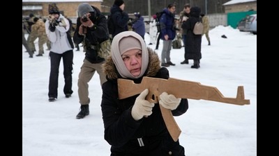 Rumia, 59, a member of Ukraine's Territorial Defense Forces, trains close to Kyiv, Ukraine, February. 5, 2022 (AP) Rumia, 59, a member of Ukraine's Territorial Defense Forces, trains close to Kyiv, Ukraine, February. 5, 2022 (AP)