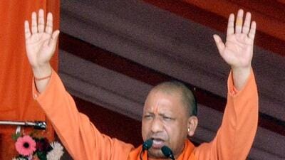 Chief minister Yogi Adityanath at a rally for the UP polls on Monday. (PTI PHOTO) Chief minister Yogi Adityanath at a rally for the UP polls on Monday. (PTI PHOTO)