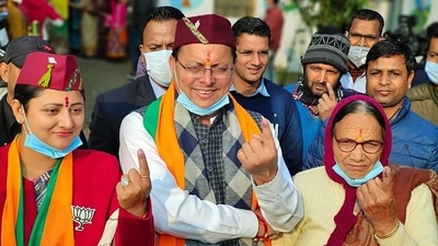 Uttarakhand reported 35.21 per cent voter turnout till 1 pm for the 70 members Assembly elections. The polling in the hilly state started at 8 am and will end at 6 pm. (ANI) Uttarakhand reported 35.21 per cent voter turnout till 1 pm for the 70 members Assembly elections. The polling in the hilly state started at 8 am and will end at 6 pm. (ANI)