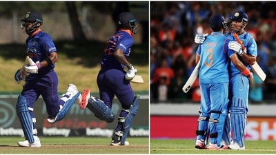 Virat Kohli and &nbsp;Shikhar Dhawan (left) MS Dhoni and Suresh Raina (right) (Reuters/Getty Images)