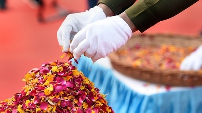 The CRPF paid homage to its jawans in Srinagar. (PTI) The CRPF paid homage to its jawans in Srinagar. (PTI)