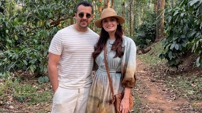 Dia Mirza and Vaibhav Rekhi in Karnataka. Dia Mirza and Vaibhav Rekhi in Karnataka.