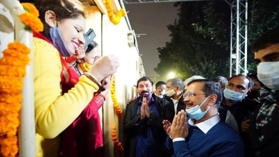 The scheme started in July 2019 and so far, 41,000 people have been taken to different routes for pilgrimage. In picture - Delhi CM Arvind Kejriwal flagged off the first train to Ayodhya under the 'Mukhyamantri Tirth Yatra Yojana' at Safdarjung Railway Station, (HT Photo) The scheme started in July 2019 and so far, 41,000 people have been taken to different routes for pilgrimage. In picture - Delhi CM Arvind Kejriwal flagged off the first train to Ayodhya under the 'Mukhyamantri Tirth Yatra Yojana' at Safdarjung Railway Station, (HT Photo)