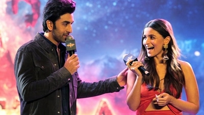 Ranbir Kapoor and Alia Bhatt during the poster launch of Brahmastra at Thyagraj Stadium Complex in Delhi on Wednesday. (ANI Photo) Ranbir Kapoor and Alia Bhatt during the poster launch of Brahmastra at Thyagraj Stadium Complex in Delhi on Wednesday. (ANI Photo)