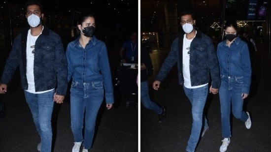 Vicky Kaushal, Katrina Kaif at the Mumbai airport.&nbsp;(Varinder Chawla)