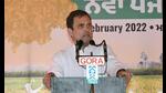 Congress leader Rahul Gandhi addressing a gathering in Mansa on Tuesday. (Sanjeev Kumar/ht)