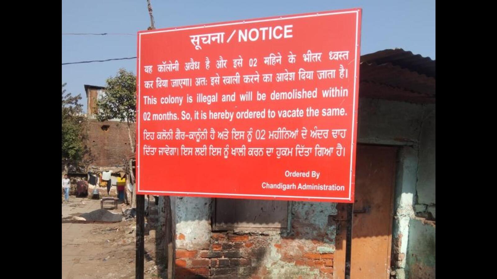 Chandigarh admn to raze Colony No. 4 within two months Hindustan Times