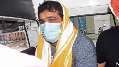 India's Olympic wrestling medallist Sushil Kumar sits inside a vehicle after he was arrested by police over alleged involvement in the murder of a fellow wrestler. ( AFP) India's Olympic wrestling medallist Sushil Kumar sits inside a vehicle after he was arrested by police over alleged involvement in the murder of a fellow wrestler. ( AFP)