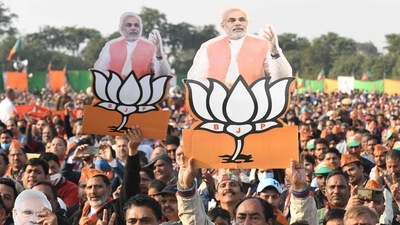 Supporters of the Bhartiya Janata Party (BJP) gather ahead of Prime Minister Narendra Modi's address in Jalandhar. (AFP) Supporters of the Bhartiya Janata Party (BJP) gather ahead of Prime Minister Narendra Modi's address in Jalandhar. (AFP)