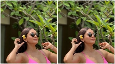 Mrunal aptly accessorised her look with tinted shades as she smiled with all her heart. (Instagram/@mrunalthakur)