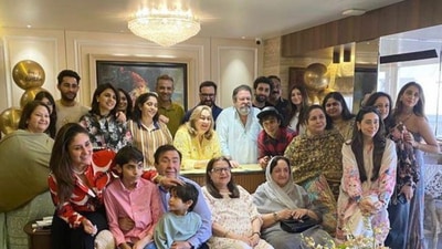 Randhir Kapoor's family came together to celebrate his 75th birthday. Randhir Kapoor's family came together to celebrate his 75th birthday.