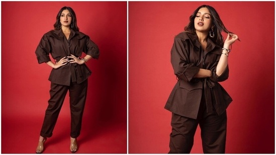 Bhumi Pednekar has won hearts of many with her bold choices in movies that always have a social message. In her recent release, the actor plays the role of a lesbian and impresses moviegoers with her performance. In her recent Instagram post in a brown co-ord set, Bhumi mentioned the two things that make her happy - chocolates and Badhaai Do.(Instagram/@bhumipednekar)