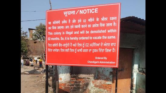 The Chandigarh administration issued eviction notices to inhabitants of Colony No. 4 on Tuesday. (HT Photo)