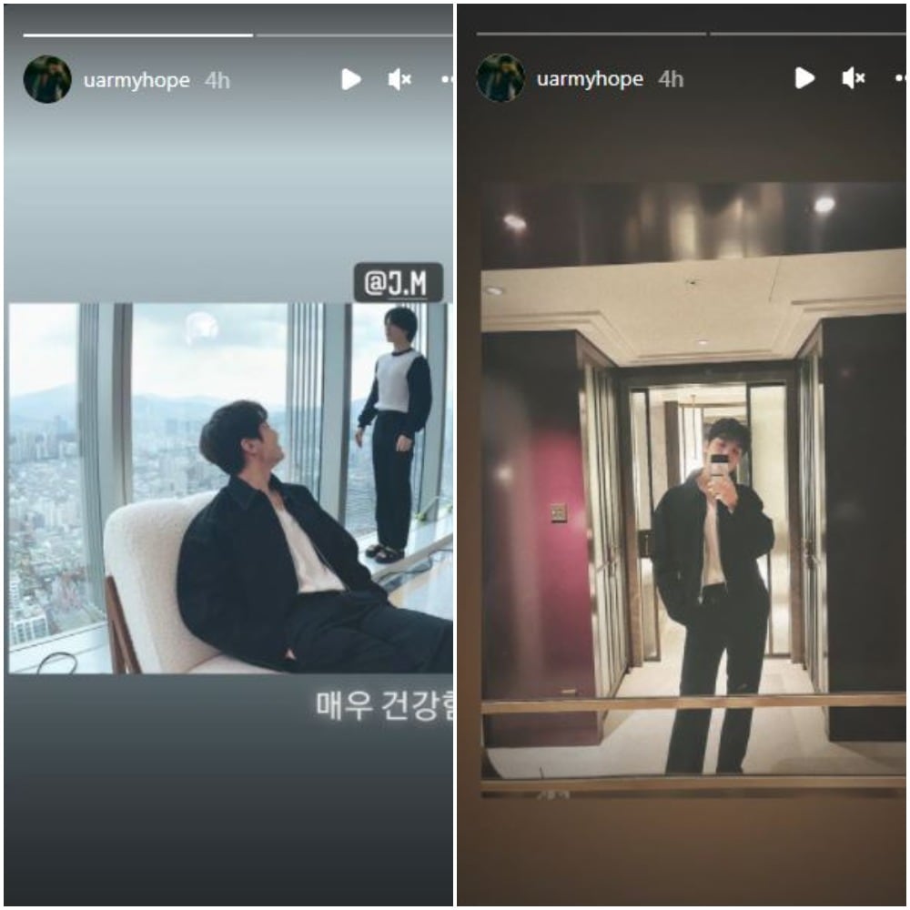 J-Hope had also shared a mirror selfie as he posed for the lens.