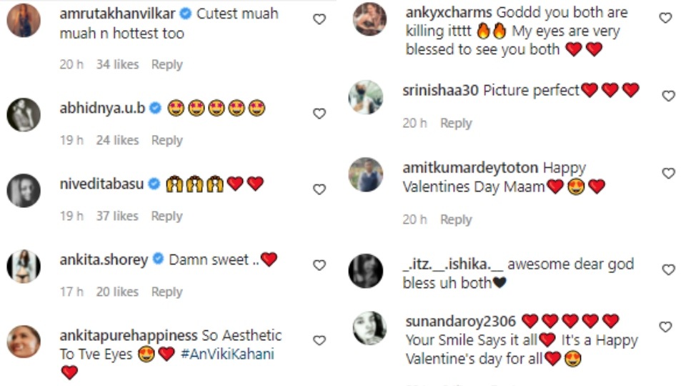 Comments on Ankita Lokhande and Vicky Jain's post. Comments on Ankita Lokhande and Vicky Jain's post. 