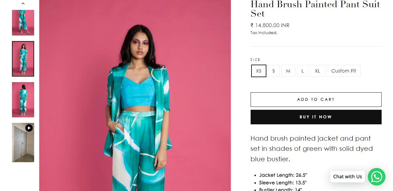 The Hand Brush Painted Pant Suit Set. (vedikam.com)
