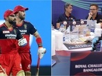 Virat Kohli and Glenn Maxwell; RCB's Director of Cricket Operations Mike Hesson during IPL auction.