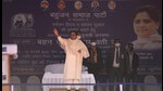 Mayawati reminded the people of the steps taken by the previous BSP governments for the welfare of dalits and how she changed the names of cities on the names of dalit icons. (HT Photo)
