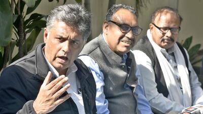Congress MP Manish Tewari addressing a press conference in Ludhiana on Wednesday. (Gurpreet Singh/HT) Congress MP Manish Tewari addressing a press conference in Ludhiana on Wednesday. (Gurpreet Singh/HT)