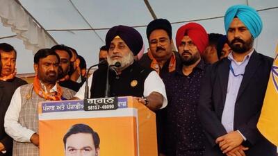 SAD chief Sukhbir Singh Badal addressing a rally in favour of party candidate Kabir Dass at Nabha on Wednesday. (HT Photo) SAD chief Sukhbir Singh Badal addressing a rally in favour of party candidate Kabir Dass at Nabha on Wednesday. (HT Photo)