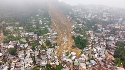 The site of a mudslide at Morro da Oficina after pouring rains in Petropolis, Brazil. (Reuters)