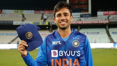 Ravi Bishnoi made his India debut in the first T20I against West Indies at the Eden Garden Stadium in Kolkata. (Twitter/BCCI) Ravi Bishnoi made his India debut in the first T20I against West Indies at the Eden Garden Stadium in Kolkata. (Twitter/BCCI)