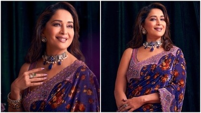 Madhuri Dixit in ₹1 lakh jamuni velvet saree proves there is no other beauty like her: Check out pics Madhuri Dixit in ₹1 lakh jamuni velvet saree proves there is no other beauty like her: Check out pics