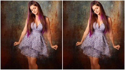 Rubina played muse to the fashion designer house Geisha and picked a short lavender dress for the pictures. (Instagram/@rubinadilaik)