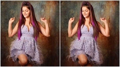 The shimmery short dress hugged Rubina's shape perfectly and complemented her curves. (Instagram/@rubinadilaik)