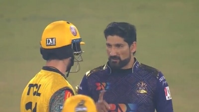 Ben Cutting (L) and Sohail Tanvir in heated exchange during PSL. (Twitter) Ben Cutting (L) and Sohail Tanvir in heated exchange during PSL. (Twitter)