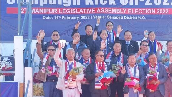 Nagaland chief minister Neiphiu Rio said his first priority was the Naga political issue and asked people in the district to back the NPF candidates (HT Photo)