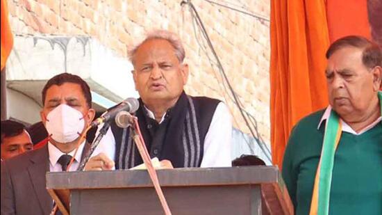 Rajasthan chief minister Ashok Gehlot campaigning in favour of Congress candidate in Ludhiana on Wednesday. (Gurpreet Singh/ Hindustan Times) Rajasthan chief minister Ashok Gehlot campaigning in favour of Congress candidate in Ludhiana on Wednesday. (Gurpreet Singh/ Hindustan Times)