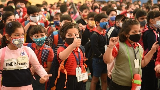 Students from Classes 8 to 12 are already attending physical classes in the state.(HT Photo/Samir Jana)