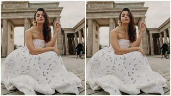 Alia's off-shoulder gown came with perforated details all over the body. The gown hugged her shape perfectly and showed off her curves.(Instagram/@aliaabhatt)