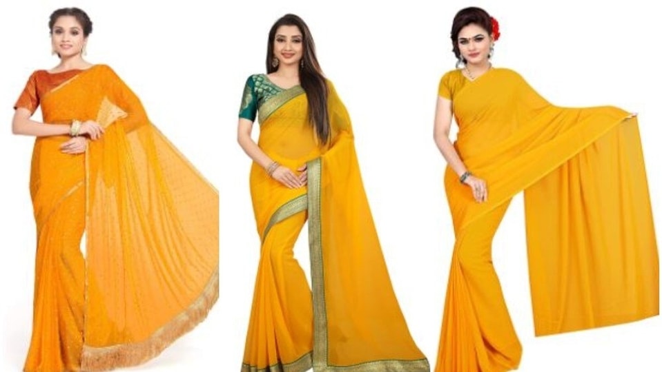 Solid mustard saree adds a dash of brightness to your wardrobe, see here