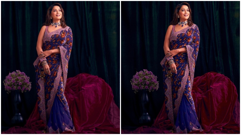 Madhuri Dxiti in a jamuni six yards. Madhuri Dxiti in a jamuni six yards. 